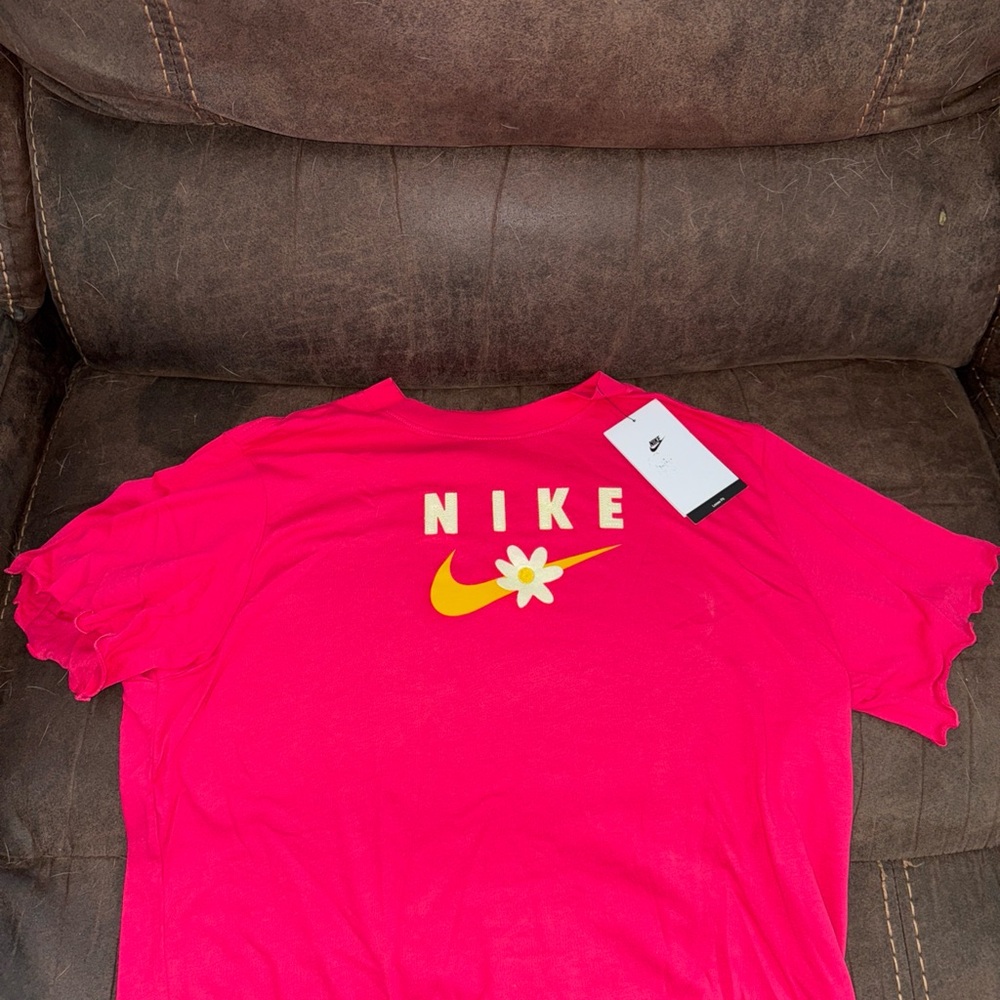 Nike Pink T-Shirt with Yellow Logo